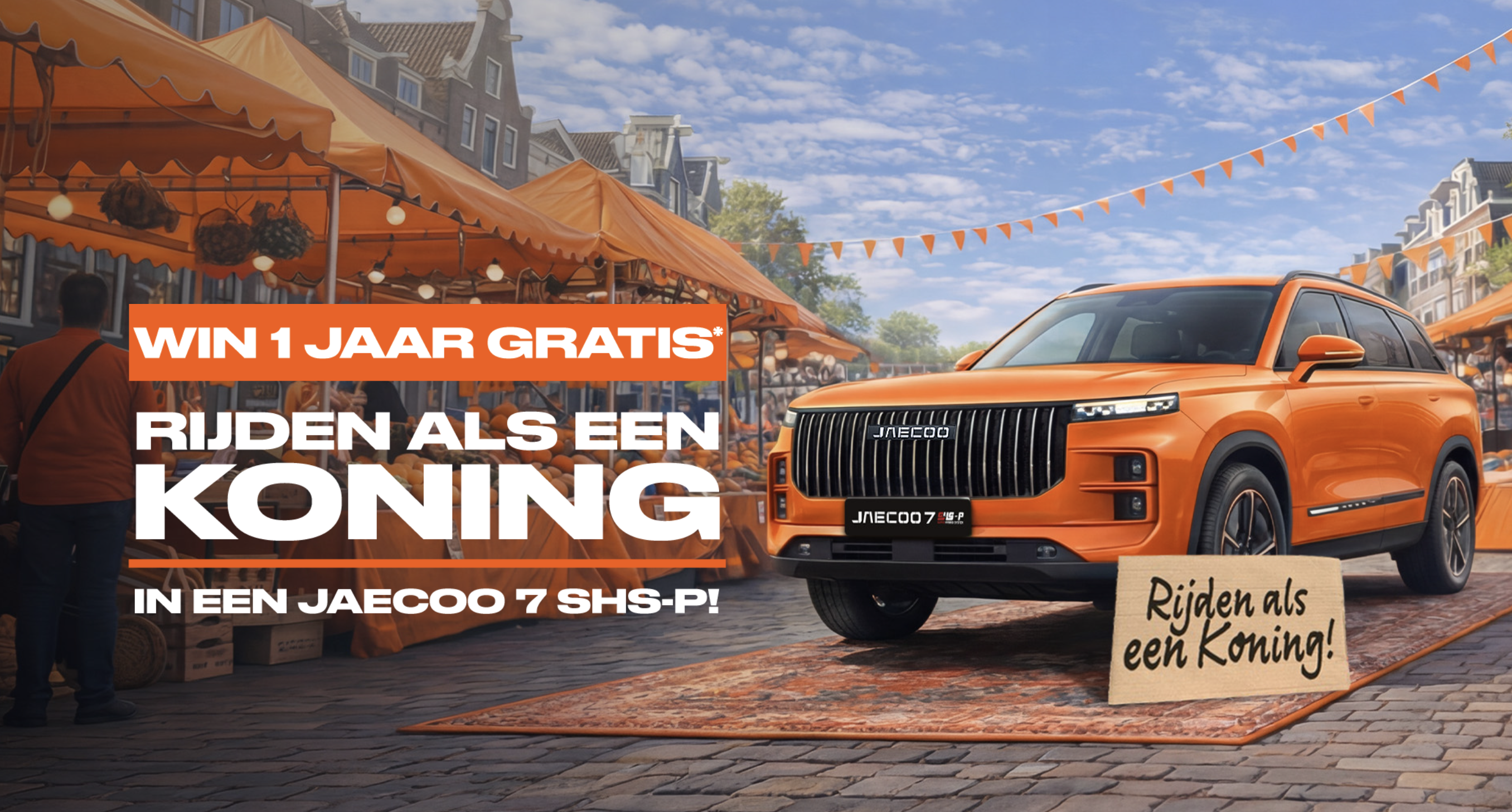 Omoda Jaecoo kaapt vrijmarkt met grootste Koningsdag-matjes