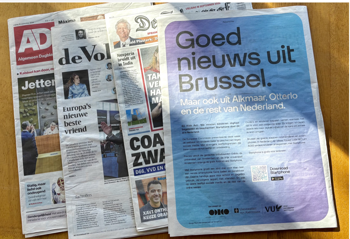 Odido haakt met Startphone in op Europese plannen Kids Act