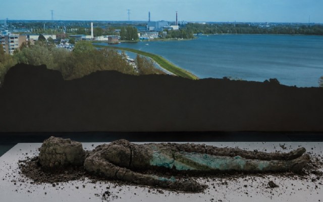 Dordtenaren dragen op 18 juli in stilte een levensgroot beeld door de straten van de stad