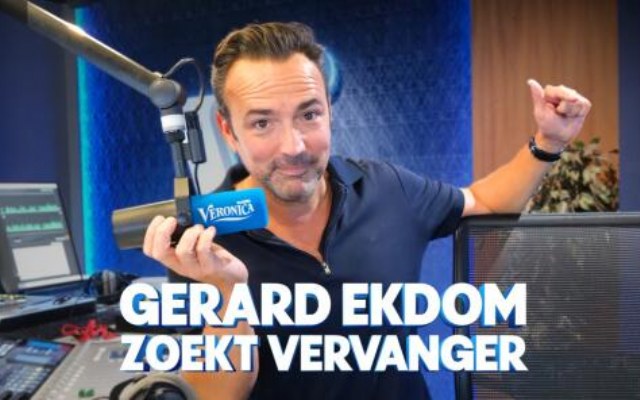 Gerard Ekdom geeft presentatie ochtendshow op Radio Veronica eenmalig aan luisteraar