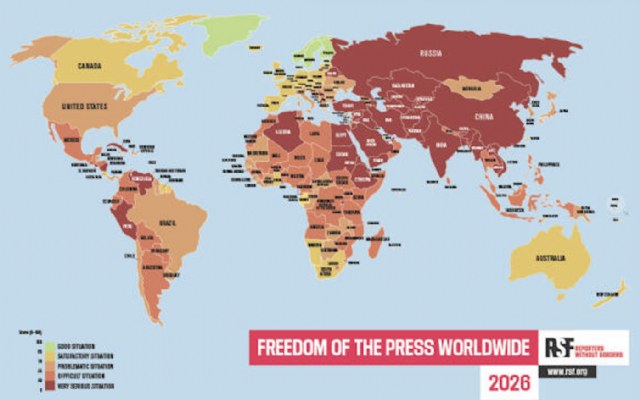World Press Freedom Index: maar 1 procent van de wereldbevolking kent 'goede' persvrijheid
