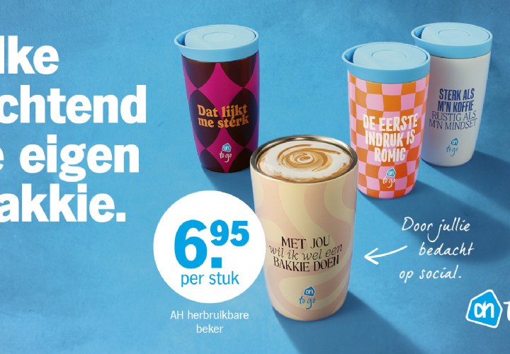 Nieuwe herbruikbare bekers moeten gebruik eigen beker bij AH to go stimuleren